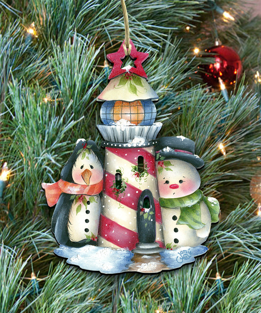 Holiday Wooden Ornaments Set of 3 Gift Set by Jamie Mill-Price - Christmas Santa Snowman Decor - 8100044S3