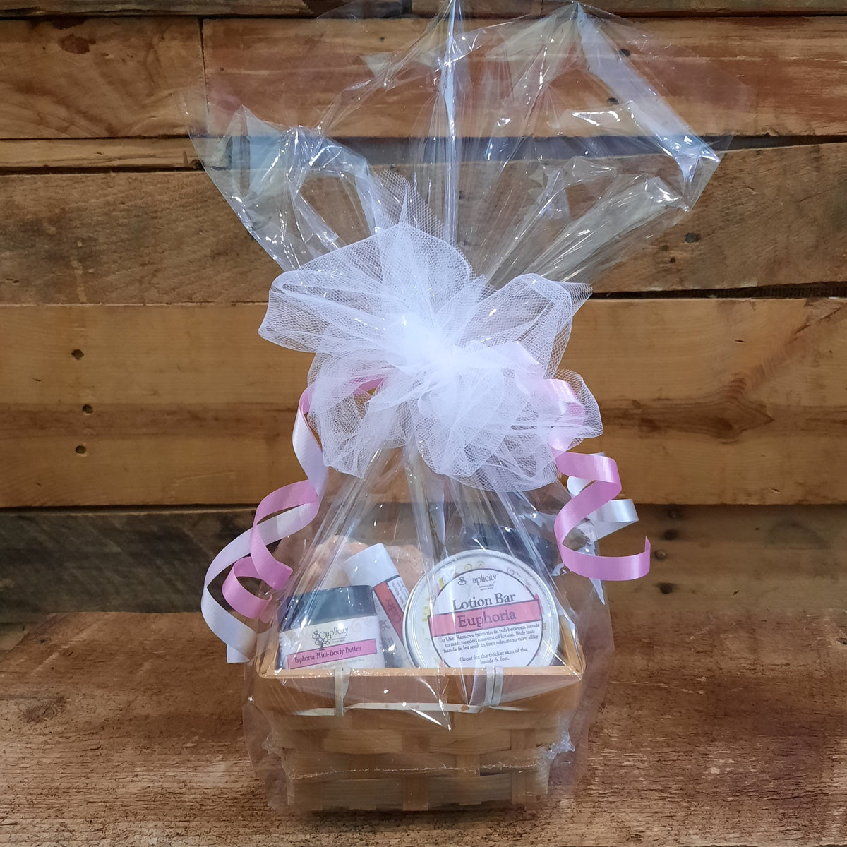 Soaplicity Scentastic Small gift set in Euphoria, wrapped in cellophane with tulle and ribbon